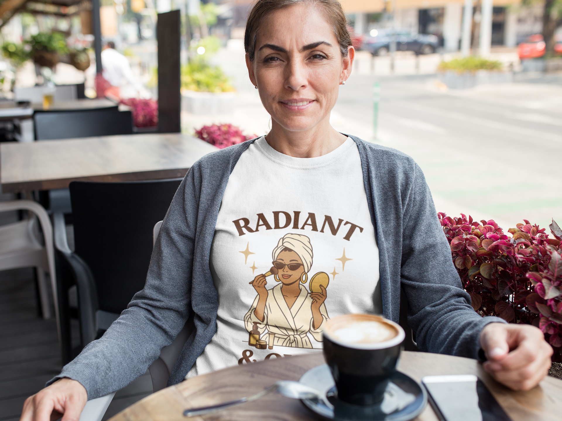 Radiant & Chic T-Shirt – Modern Grandma Streetwear by PerfectnElite - Image 2